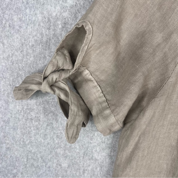 Lungo L’arno Womens Linen Dress Size Small Lace Off the Shoulder Tie Sleeves - Picture 2 of 12